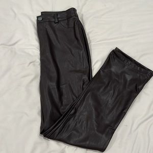 Dark brown faux leather pants